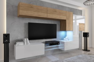 Conjunto de salón AN92 (Blano/Roble)