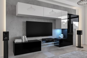Conjunto de salón AN92 (Negro/Blanco brillo)