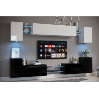 Conjunto de salón C1 (Negro/Blanco brillo)