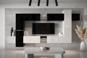 Conjunto de salón AN91 (Negro/Blanco brillo)
