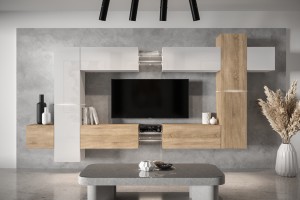 Conjunto de salón AN91 Blanco/Roble