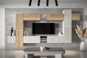 Conjunto de salón AN91 Roble/Blanco